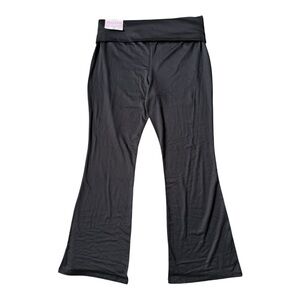 No Comment Plus Black Fleece Lined Flared Foldover Waistband Leggings Pants 2X